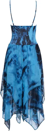 Vista 5 de NIUQI Womens Chic Summer Dresses Sleeveless Shoulder-Straps Tie-Dye Irregular Layered Handkerchief Hem Midi Dress