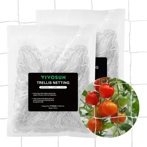 Vista 11 de VIVOSUN Red de enrejado de plantas de 5 x 15 pies, red de cultivo de poliéster resistente, red de enrejado de jardín con malla cuadrada para plantas