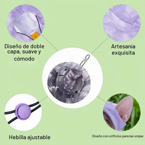 Vista 3 de Sombrero para mascotas con agujeros para las orejas, protector solar, gorra de béisbol adecuada para perros pequeños y medianos, sombrero de Negro