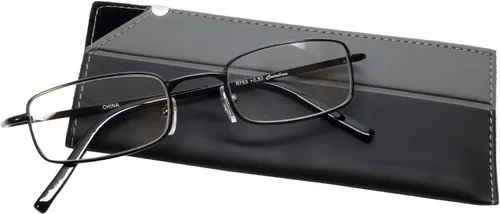 Vista 6 de Calabria R753 Rectangular Metal Reading Glasses for Men and Women –Full Rim Frame with Spring Hinges Lightweight Adjustable