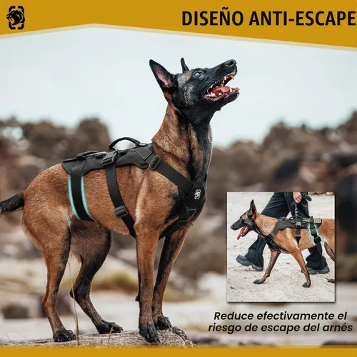 Vista 6 de OneTigris Arnés para perro a prueba de escape, arnés para perro sin tirones con asas, arnés táctico multiusos para perros grandes, uso diario Negro