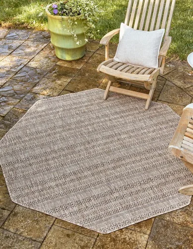 Vista 37 de Unique Loom Outdoor Striped Collection Alfombra de área - Maia (2' 2" x 3' 1" Rectángulo, Beige/Marfil)