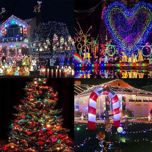 Vista 8 de Cadena de luces LED brillo mágico. Luces decorativas 200 LED 65.6 pies con modos multiintermitentes, controlador para la habitación de los niños