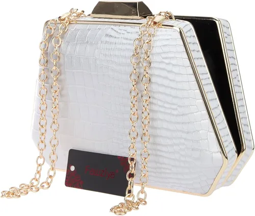 Vista 6 de Fawziya Snake Pattern Clutch Purse Seashell Bolsas de noche y embragues para las mujeres