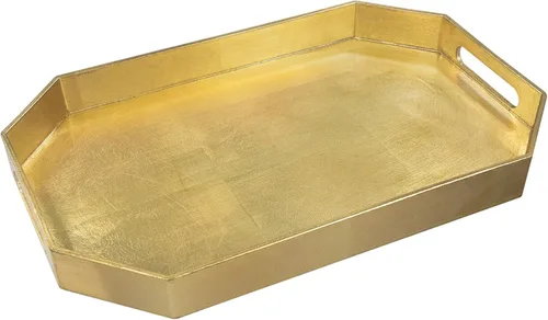 Vista 13 de MAONAME Bandeja Decorativa Dorada con Asas, Bandeja de Servir de Papel Aluminio para Otomana, Bandejas de Café Rectangulares para Sala de Estar