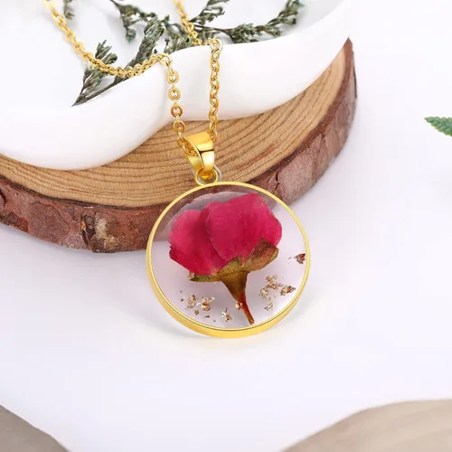 Vista 74 de Forget-Me-Not and Queen Anne's Lace Pressed Wildflower Necklace Birth Month Real Flower Necklace Gold/Silver Pressed Flower Jewelry