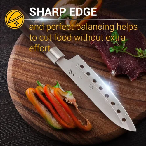 Vista 4 de MIU Santoku - Cuchillo multiusos de 7 pulgadas para chef con mango de plástico cómodo