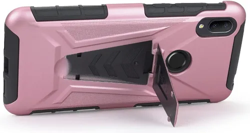 Vista 3 de Funda diseñada para Jitterbug Smart 3 (2021) con vidrio templado, clip giratorio para cinturón, soporte para soporte de armadura resistente a prueba