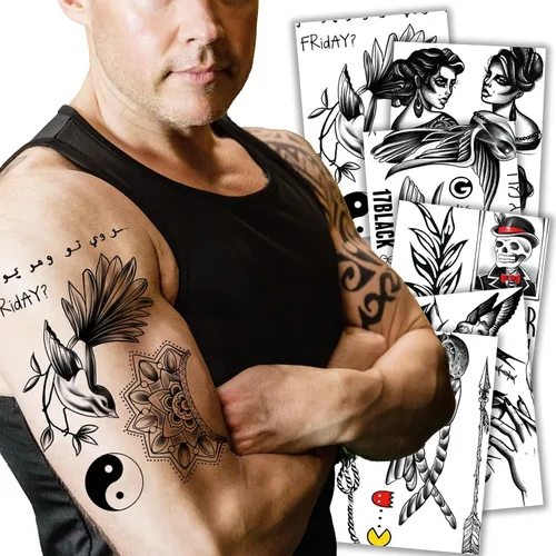 Vista 11 de Kotbs 6 hojas de tatuajes temporales realistas de animales realistas para hombres y mujeres, calcomanías de tatuaje impermeables para adolescentes