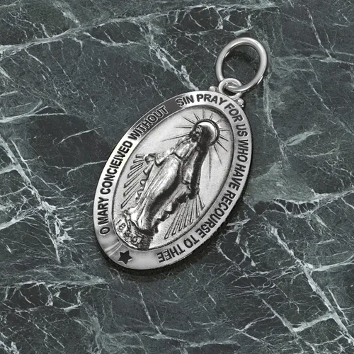 Vista 2 de US Jewels Señoras 925 plata esterlina 1.102 in gran colgante virgen maría, Plata esterlina, No es una piedra preciosa