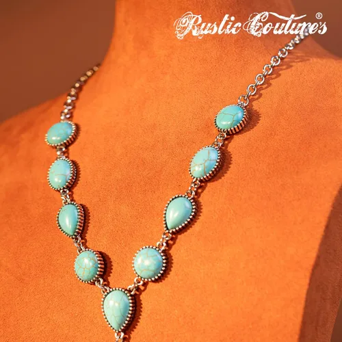 Vista 3 de Rustic Couture's - Juego de collar y aretes con estilo del oeste para mujer