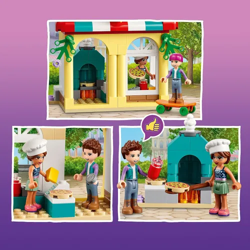 Vista 5 de LEGO Friends Heartlake City Pizzeria 41705 - Juego de restaurante, regalo creativo para nietos, juguetes para niños de 5 años con mini-muñecas