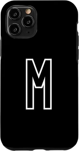 Vista 26 de Funda con monograma inicial favorita para iPhone 13 Pro Max Letra M, color blanco y negro