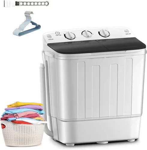 Vista 10 de Lavadora portátil de 17 libras, lavadora automática completa de 2.2 pies cúbicos Compact Laundry Machine with 10 Wash Programs, Washer and Spinner