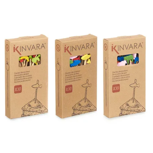 Vista 5 de Set de Pinchos para Barbacoa Kinvara Bambú Pincho Decorado (24 Unidades)