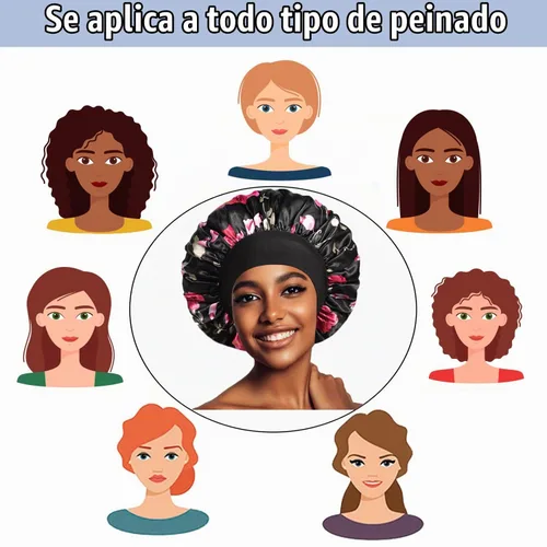 Vista 6 de vidsel 4 gorros de satén para mujer, gorro de seda para dormir, gorra de dormir de banda ancha para trenzas de cabello rizado