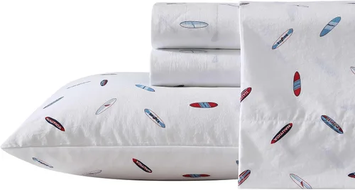 Vista 36 de Nautica - Sábanas, juego de ropa de cama de percal de algodón con funda de almohada a juego, vigorizante y fresco, bolsillo profundo