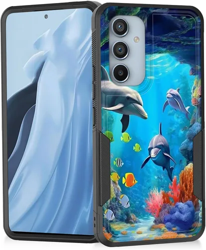 Vista 206 de Funda para Galaxy A14 5G, resistente de doble capa híbrida de policarbonato duro, goma suave, a prueba de golpes, funda protectora resistente