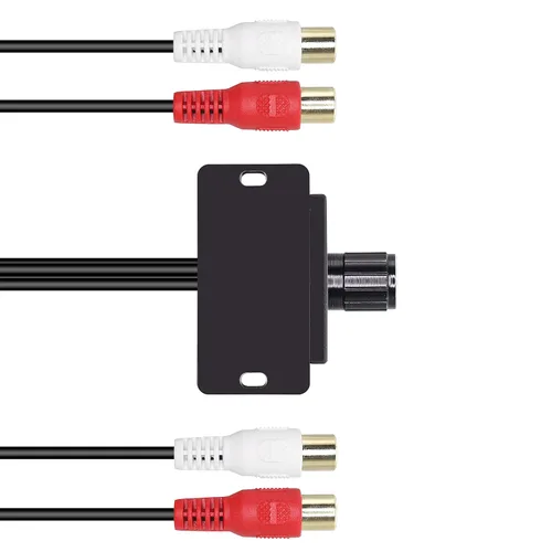 Vista 3 de XMSJSIY Controlador universal de nivel RCA amplificador de audio para automóvil, ajuste de audio RCA, perilla de control de volumen de graves