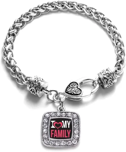 Vista 47 de Pulsera de dijes cuadrados de plata con joyería de circonita cúbica