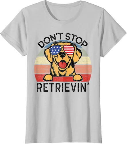Vista 13 de Golden Retriever Dog Don't Stop Retrievin' Camiseta, Gris