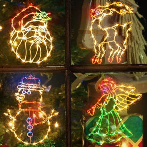 Vista 16 de Paquete de 2 luces de silueta de ventana de Navidad de 50 L, incluyendo: 1 estrella x 1 estrella de Belén