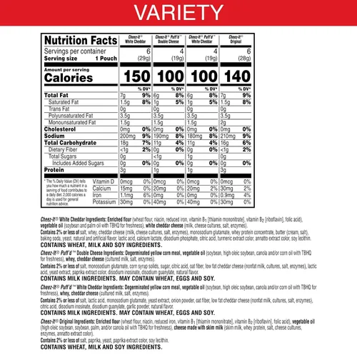 Vista 2 de Cheez-It - Galletas de queso horneadas, galletas saladas para merienda, paquete de variedad para oficina y niños, caja de 17.72 onzas (20 sobres)