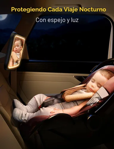 Vista 3 de Espejo de Coche para Bebé con Luz para Asiento de Coche Recargable 2000mA, Espejo de Coche para Bebé con Gancho de Clip, Diseño para Asiento