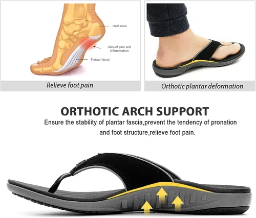 Vista 3 de Sandalias ortopédicas para fascitis plantar para hombres con soporte de arco, sandalias de tanga para interiores y exteriores, para hombres
