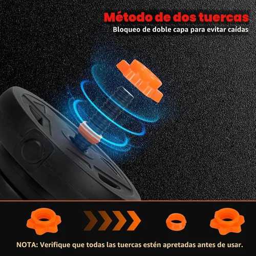 Vista 5 de Juego de mancuernas ajustables, juego de pesas de 66 libras, juego de mancuernas 4 en 1 con conector para barra, pesas rusas, soporte de flexión
