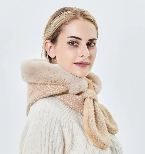 Vista 7 de Gorros de invierno para mujer, pasamontañas, bufanda, para clima frío, conjunto para mujer, gorro con capucha