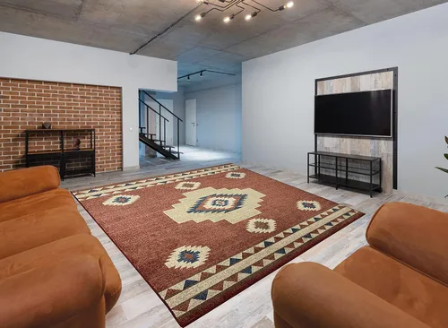 Vista 22 de Nevita Collection Southwestern Native American Design Area Alfombra geométrica (azul, 5'3" redondo)