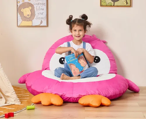 Vista 15 de Hobestluk Puf - Cojín de suelo para puf, puf para adultos, tumbona para sala de estar, dormitorio o sala de juegos (negro, mediano, pingüino)