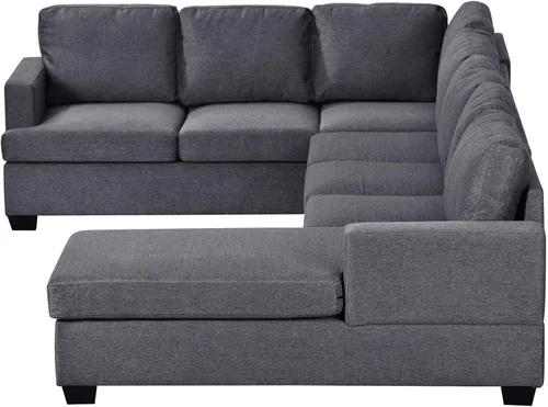 Vista 9 de Daesar Sofá seccional tapizado grande moderno en forma de U, sofá de tumbona extra ancho, gris