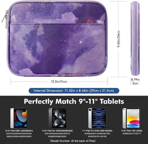 Vista 2 de MoKo Funda protectora para tablet de 9 a 11 pulgadas, bolsa de transporte protectora con dos compartimentos para iPad Air/Pro de 11 pulgadas 2024