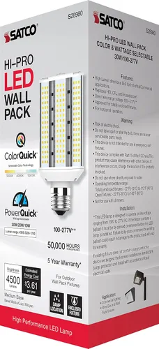 Vista 11 de Satco 28980-30W/LEDWP/CCT/E26/100-277V S28980 Omni Direccional Inundación HID Bombilla LED de repuesto