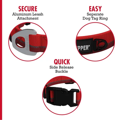 Vista 4 de Tuff Pupper Collar de perro resistente Collar resistente para perros Collares reflectantes con clip de correa de aluminio en D Accesorio