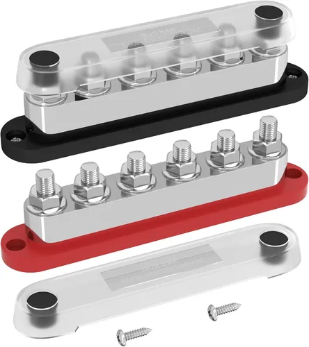 Vista 8 de DaierTek - Barra colectora de 300A 12V marina, bloque de distribución de potencia con cubierta, 6 pernos de 3/8" (M10), máximo 300V CA, 48V CC