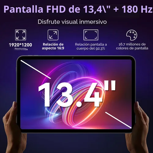 Vista 4 de Tablet grande de 13 pulgadas, tabletas Android 15 con Gemini AI, 24GB RAM+256GB ROM, 120Hz, Octa-Core, carga rápida de 10000mAh, WiFi6, tablet