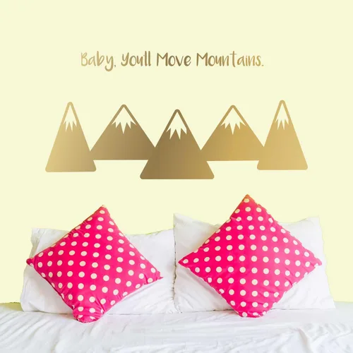 Vista 3 de Set de adhesivos de pared para bebé Chromantics You'll Move Mountains – Mountains & Dr. Seuss con cita de pared