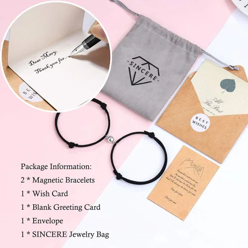 Vista 4 de Pulseras magnéticas para parejas, pulsera de cuerda trenzada de atracción mutua, regalos para parejas, mujeres, hombres, amantes, novio, novia, él