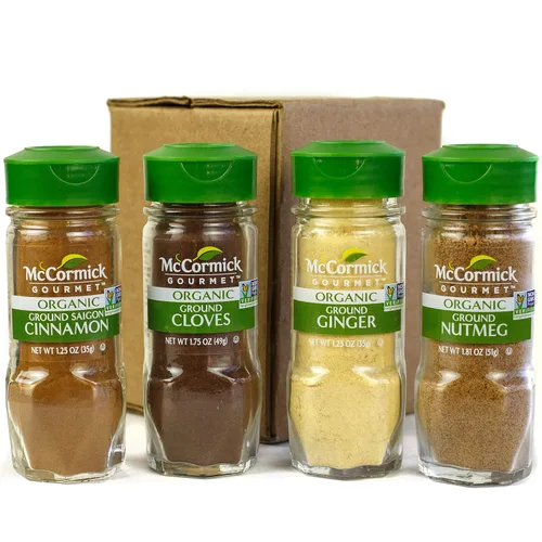 Vista 2 de McCormick Gourmet Paquete variado orgánico para hornear (clavo, canela de Saigón, jengibre, nuez moscada), 0.05 lb