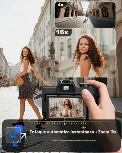 Vista 3 de NBD Cámaras digitales 5K 64MP para fotografía con WiFi de doble lente Negro