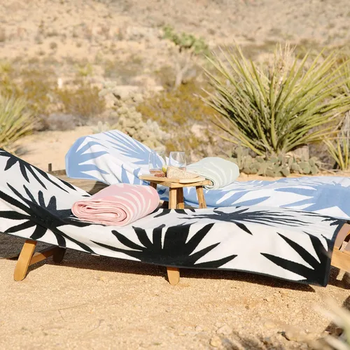 Vista 8 de Laguna Beach Textile Co. Toalla de playa Tropical Cabana - De gran tamaño, de felpa, 630 GSM de algodón - Azul Agave
