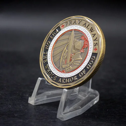Vista 2 de Moneda de desafío de armadura de Dios, moneda de armadura completa de Dios