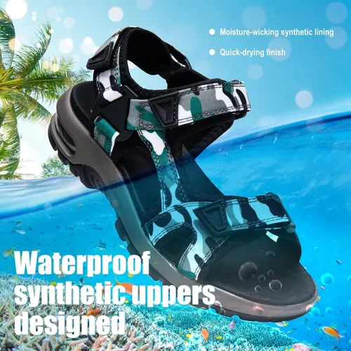 Vista 4 de visionreast Boys Sandals Camouflage Print Kids Fashion Sport Sandals Outdoor Sandal Athletic Casual Sandals Beach Shoes