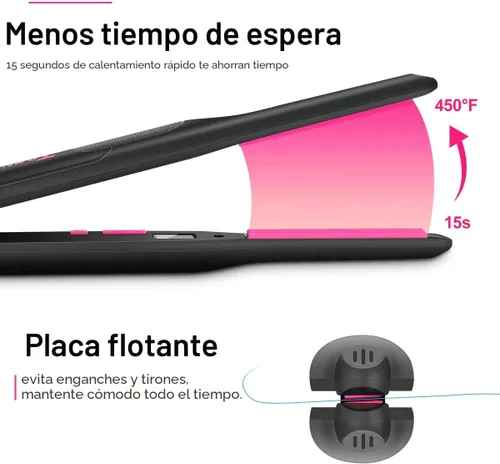 Vista 3 de Terviiix Plancha plana tipo lápiz (negro rosa) y mini plancha plana (rosa intenso)
