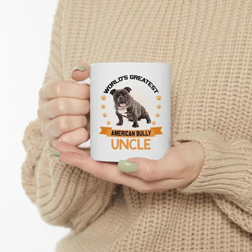 Vista 3 de World's Greatest Brindle American Bully Dog Tío Regalos para Unkie Taza de café divertida Taza de té de cerámica blanca de 11 oz Regalos