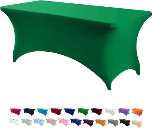 Vista 13 de Peomeise - Funda de mesa de elastano de 4 pies, mantel rectangular elástico de elastano (verde manzana, 4 pies)