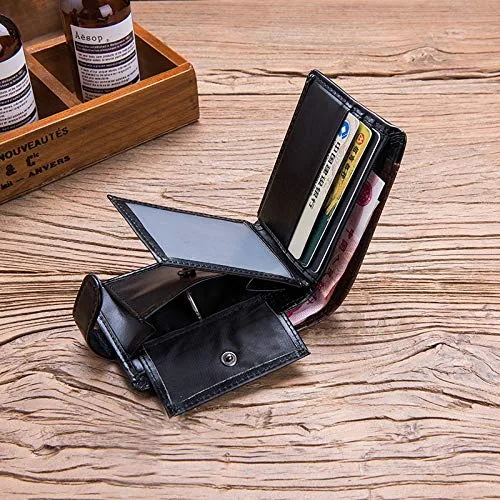 Vista 7 de Vintage cuero cerrojo pequeña monedero bolsillo monedero titular de la tarjeta hombres carteras dinero cartera hombre bolso embrague masculino